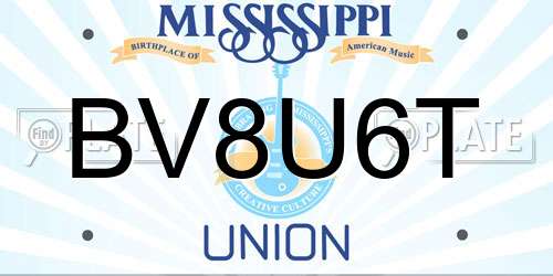 BV8U6T Mississippi License Plate
