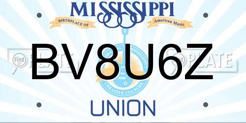 BV8U6Z Mississippi License Plate