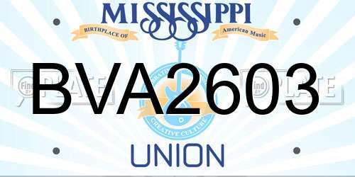 BVA2603 Mississippi License Plate
