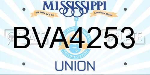 BVA4253 Mississippi License Plate