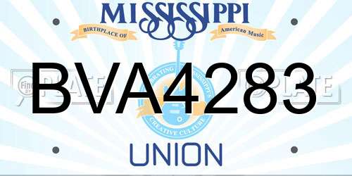 BVA4283 Mississippi License Plate