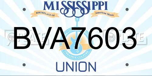 BVA7603 Mississippi License Plate