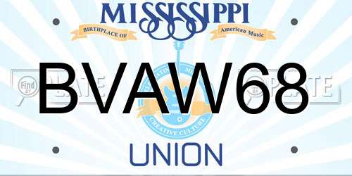 BVAW68 Mississippi License Plate