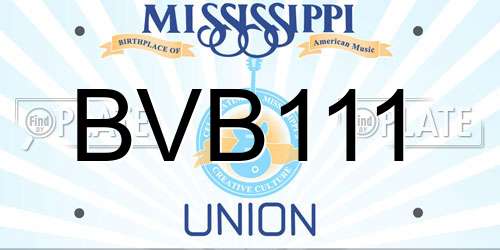 BVB111 Mississippi License Plate