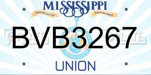 BVB3267 Mississippi License Plate