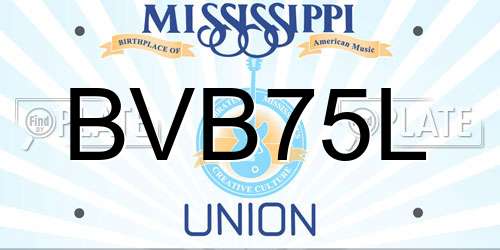 BVB75L Mississippi License Plate