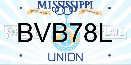 BVB78L Mississippi License Plate