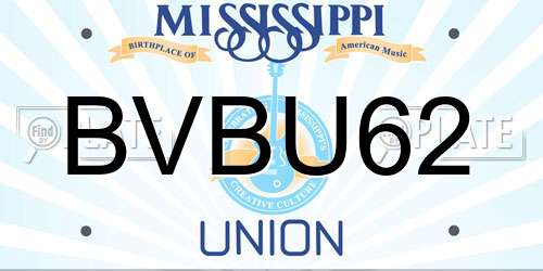 BVBU62 Mississippi License Plate