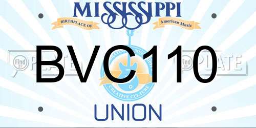 BVC110 Mississippi License Plate