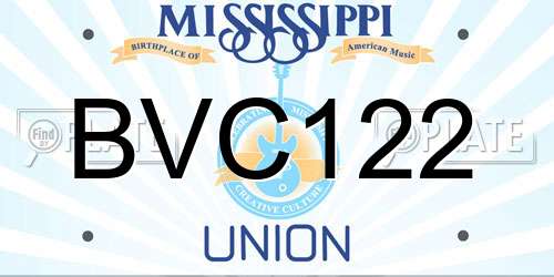 BVC122 Mississippi License Plate