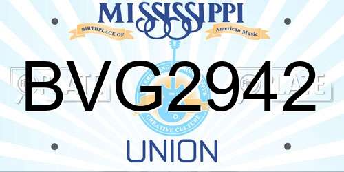 BVG2942 Mississippi License Plate