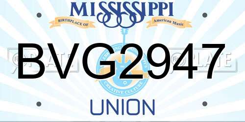 BVG2947 Mississippi License Plate