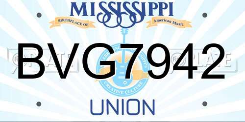 BVG7942 Mississippi License Plate