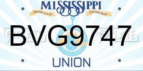 BVG9747 Mississippi License Plate