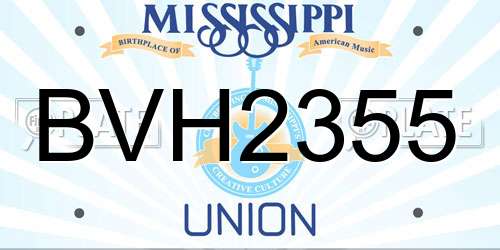 BVH2355 Mississippi License Plate