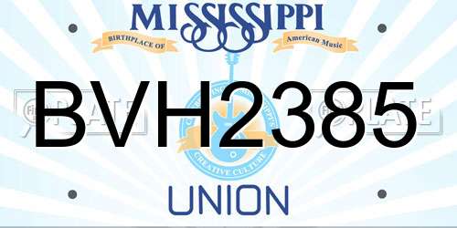BVH2385 Mississippi License Plate