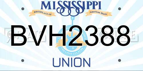 BVH2388 Mississippi License Plate
