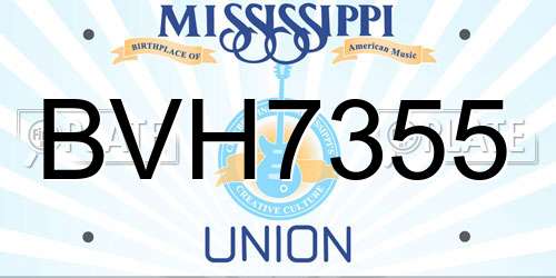 BVH7355 Mississippi License Plate