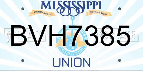 BVH7385 Mississippi License Plate