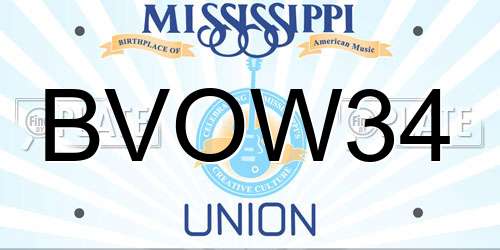 BVOW34 Mississippi License Plate