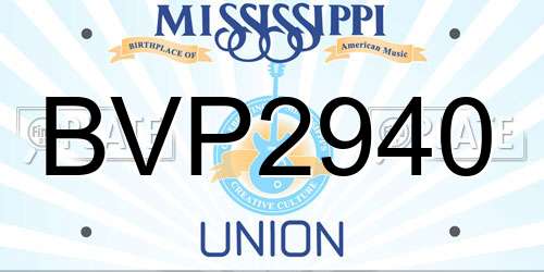 BVP2940 Mississippi License Plate