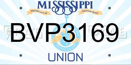 BVP3169 Mississippi License Plate