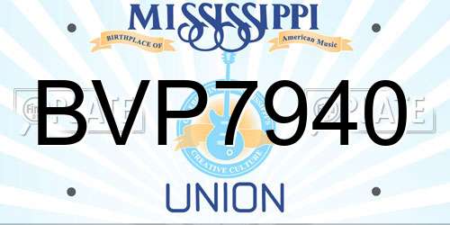 BVP7940 Mississippi License Plate