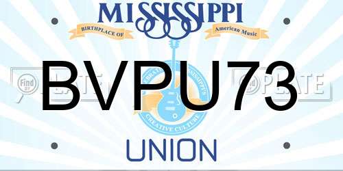 BVPU73 Mississippi License Plate