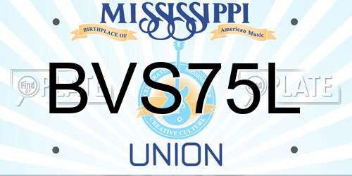 BVS75L Mississippi License Plate