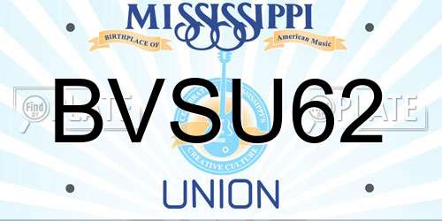 BVSU62 Mississippi License Plate