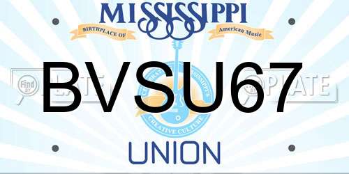BVSU67 Mississippi License Plate