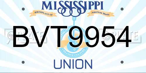 BVT9954 Mississippi License Plate