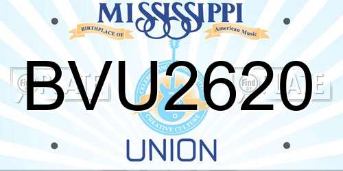 BVU2620 Mississippi License Plate