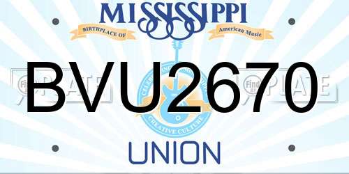 BVU2670 Mississippi License Plate