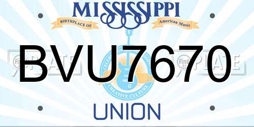 BVU7670 Mississippi License Plate