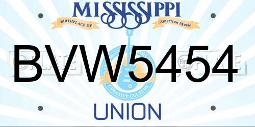BVW5454 Mississippi License Plate