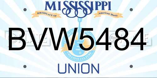 BVW5484 Mississippi License Plate