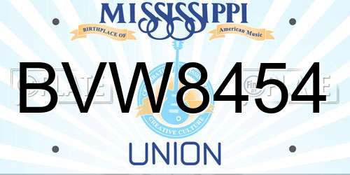 BVW8454 Mississippi License Plate