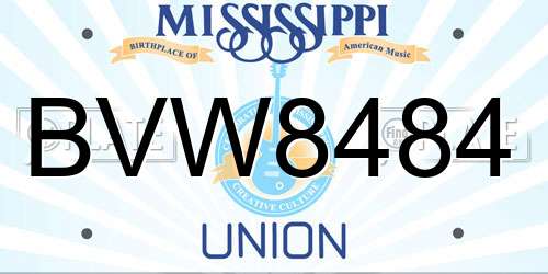 BVW8484 Mississippi License Plate