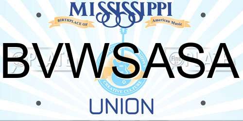 BVWSASA Mississippi License Plate