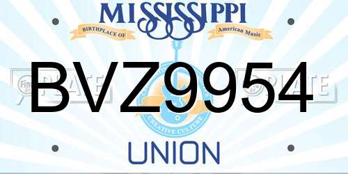 BVZ9954 Mississippi License Plate