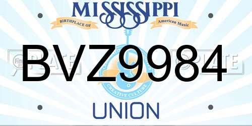 BVZ9984 Mississippi License Plate