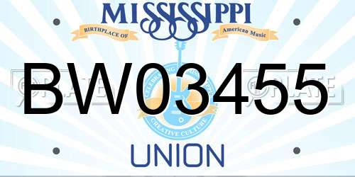 BW03455 Mississippi License Plate