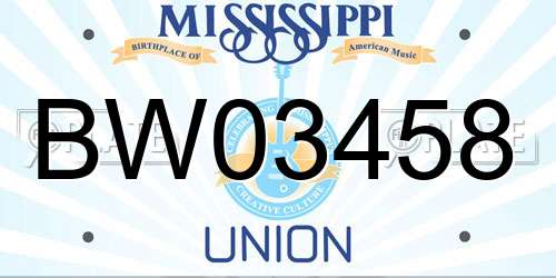 BW03458 Mississippi License Plate