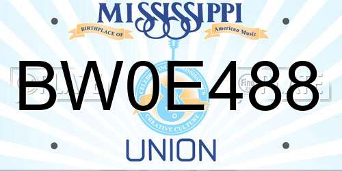 BW0E488 Mississippi License Plate