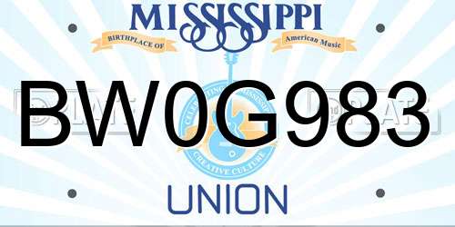BW0G983 Mississippi License Plate