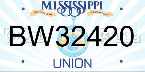 BW32420 Mississippi License Plate