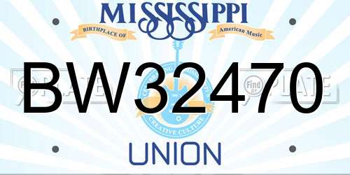 BW32470 Mississippi License Plate