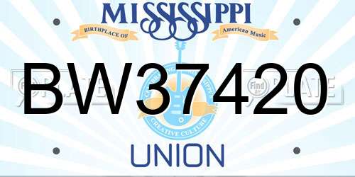 BW37420 Mississippi License Plate