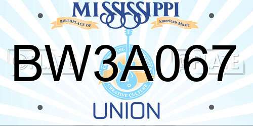 BW3A067 Mississippi License Plate